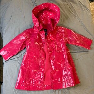 Baby GAP Shiny Hot Pink Hooded Girls' Raincoat Fleece 2T